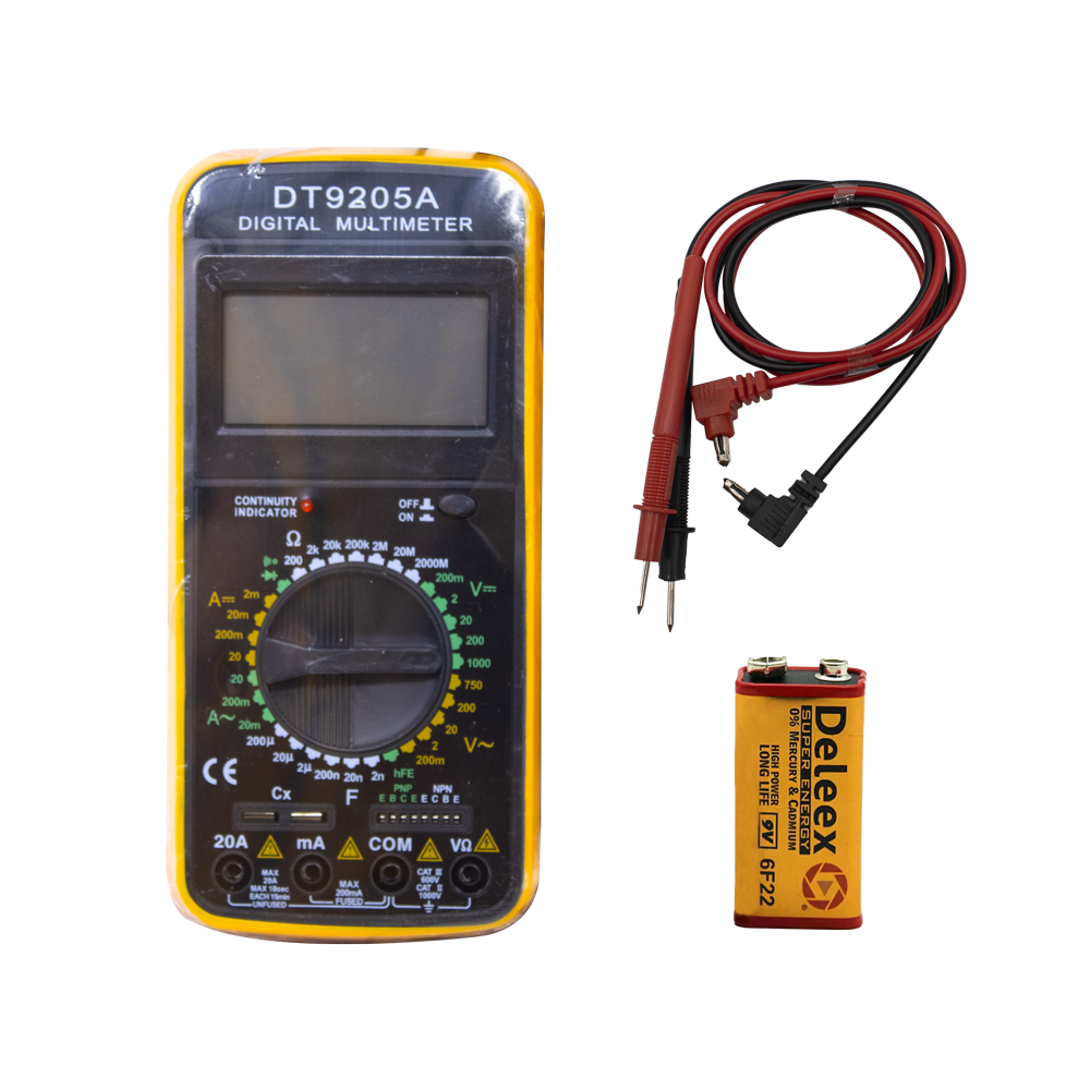 MULTIMETRO DIGITAL DT9205A (OHM,VOLT.,
AMP.,FARADIO,NPN/PNP)