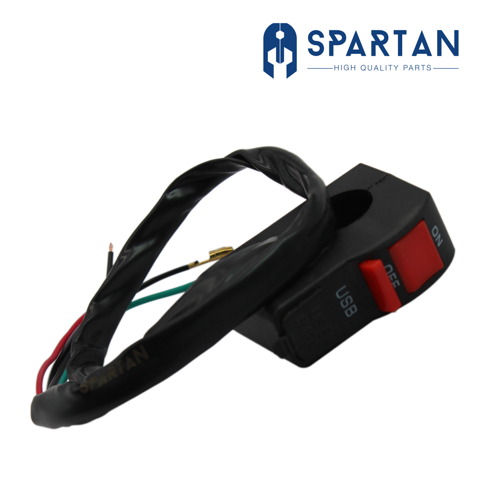 COMANDO SPARTAN SWITCH UNIVERSAL CON CARGADOR USB IN 12V OUT 5V/2A