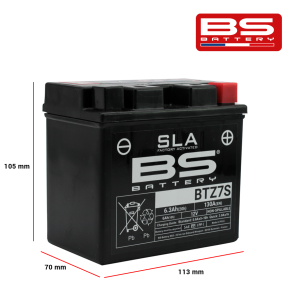 BATERIA BS SLA BTZ7S 12V 6.3AH 130CCA - CAJA X 8 UNIDADES