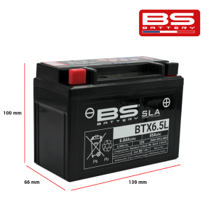 BATERIA BS SLA BTX6.5L 12V 6.8AH 85CCA - CAJA x 10 UNIDADES