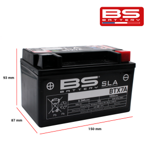 BATERIA BS SLA BTX7A 12V 6.3AH 105CCA - CAJA x 6 UNIDADES
