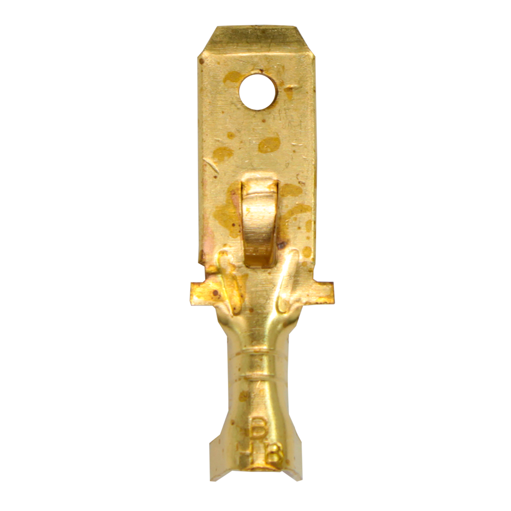 TERMINAL SPARTAN COBRE PLANO MACHO CON TRABA  1/4" (6.35MM) (X 100)