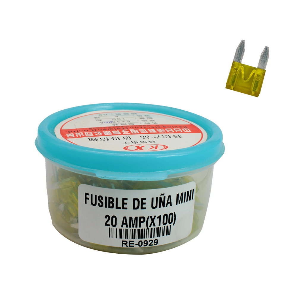 FUSIBLE DE UÑA MINI 20 AMP (TAPER X100)